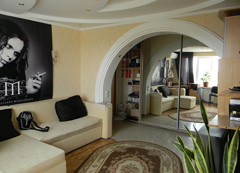 Арка из гипсокартона в интерьере гостиной - дизайн