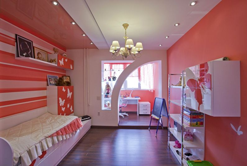 Фигурная арка из гипсокартона в детской комнате - дизайн