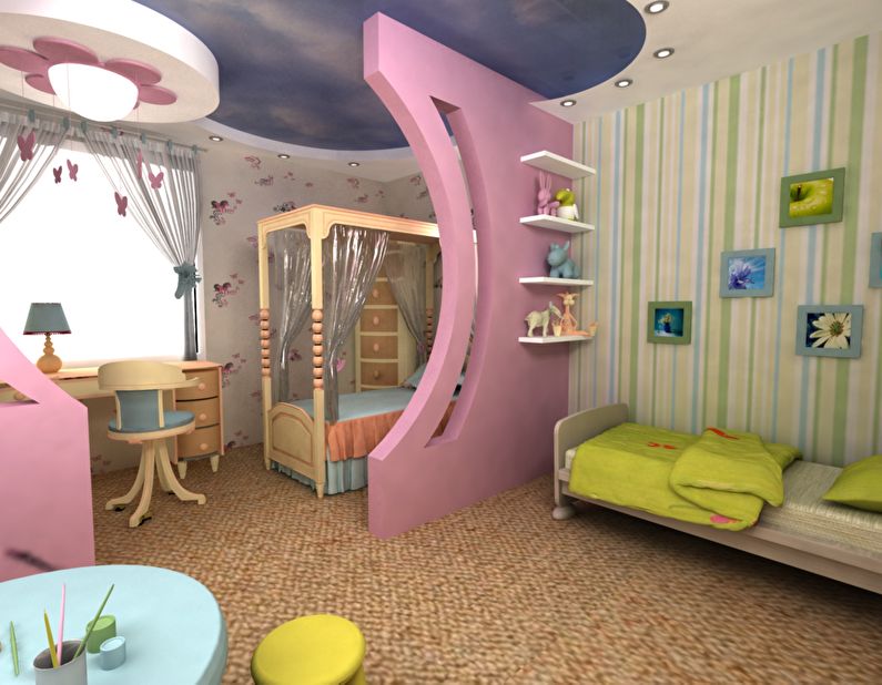 Арка из гипсокартона в детской комнате - дизайн