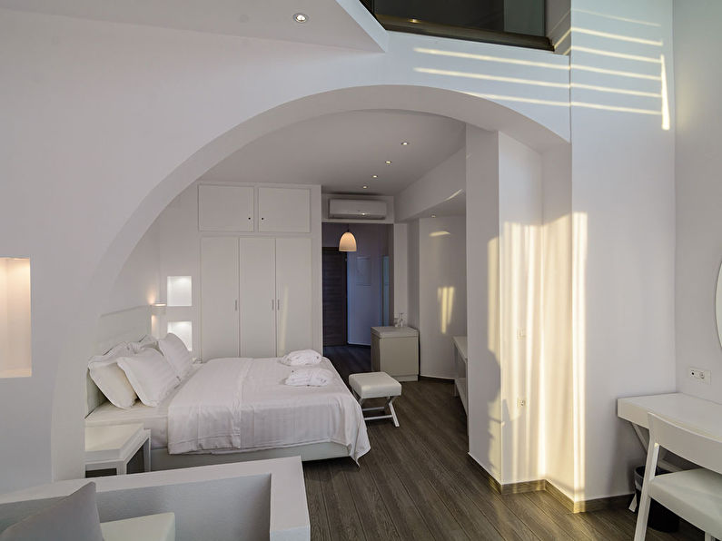 Круглая арка из гипсокартона в спальне - дизайн