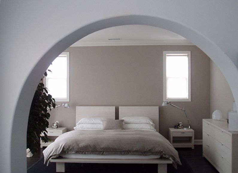 Межкомнатная арка из гипсокартона в спальне - дизайн