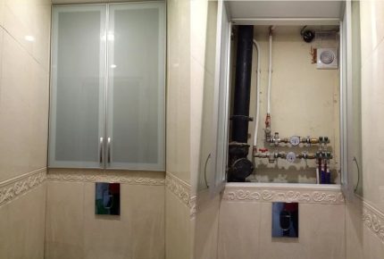 Сантехнический шкаф со стеклянными дверцами