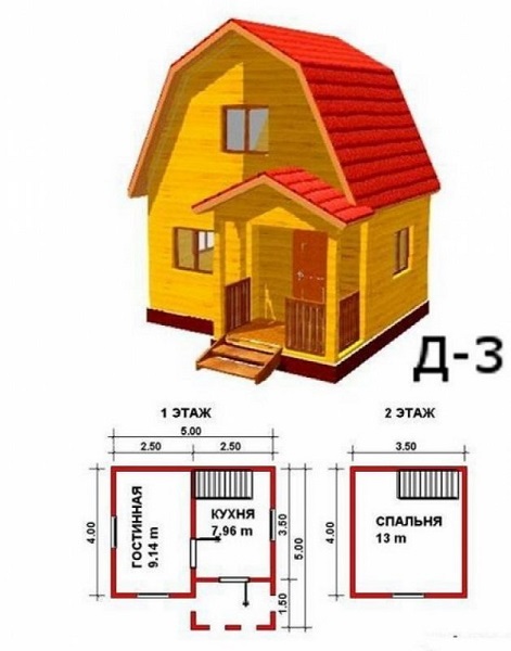 двух этажный дачный домик проект с планировкой