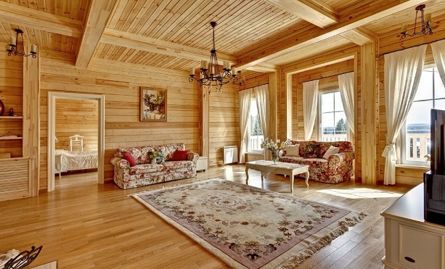 русский стиль в интерьере деревянного дома из бруса внутри