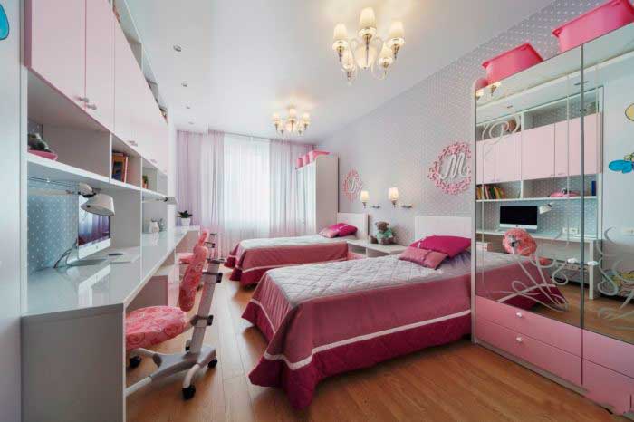 Стильный современный интерьер комнаты для девочки подростка